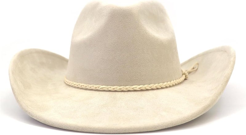 CCAKXCJJ Western Cowboy Hat for Women Men Classic Fedora Hats Wide Brim Suede Cowboy Hat for Women with Buckle Belt - Image 3
